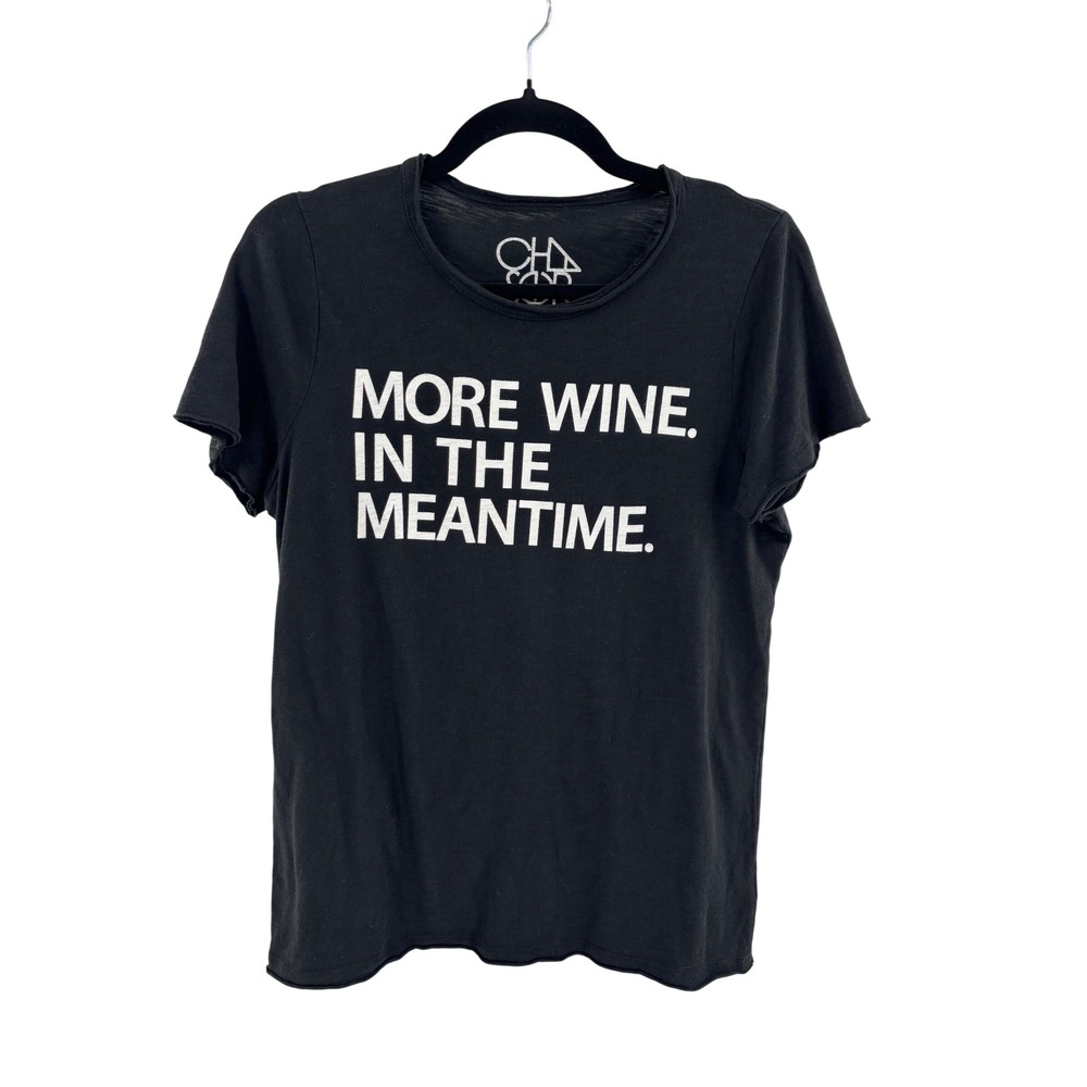 Chaser Women's Black More Wine In The Meantime Graphic Tee Shirt Size M